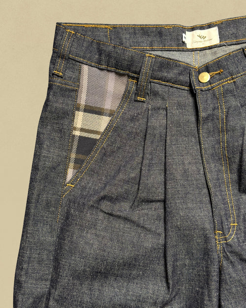 Kaiybang – Rigid Raw Denim Pleated Jorts