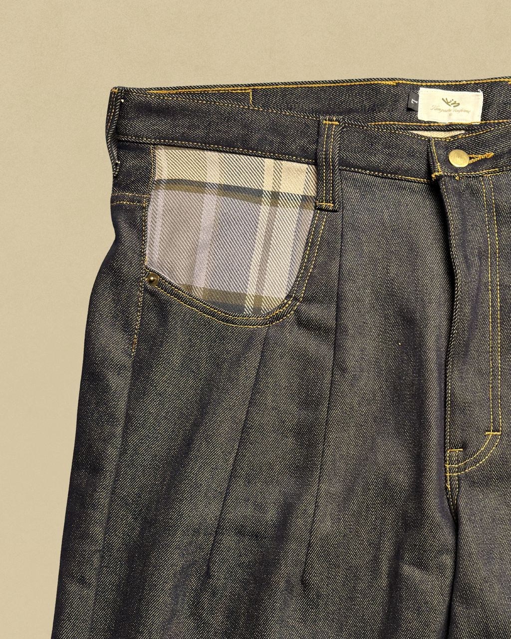 Kaiybang - Raw Denim Darted Jeans