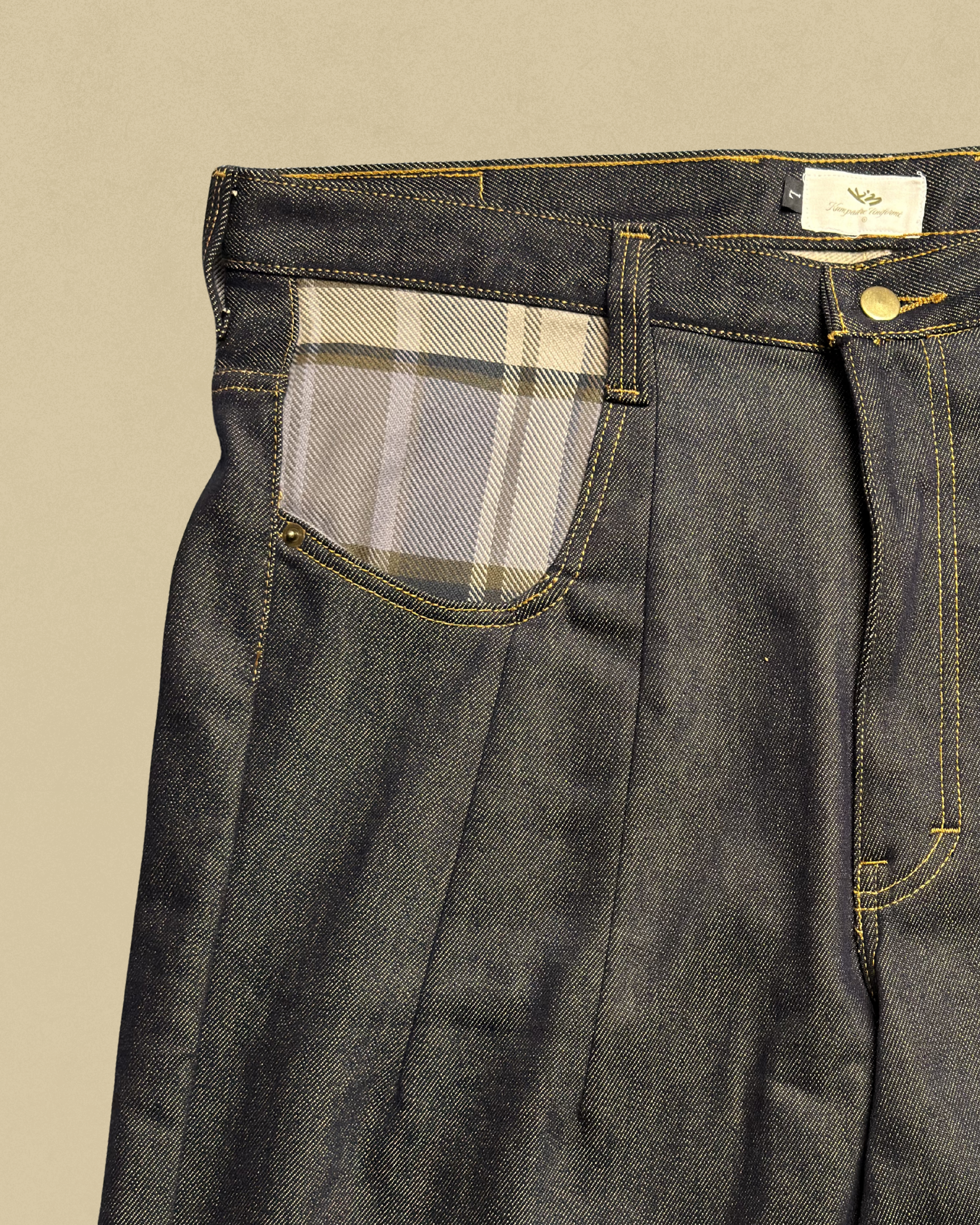 Kaiybang - Raw Denim Darted Jeans