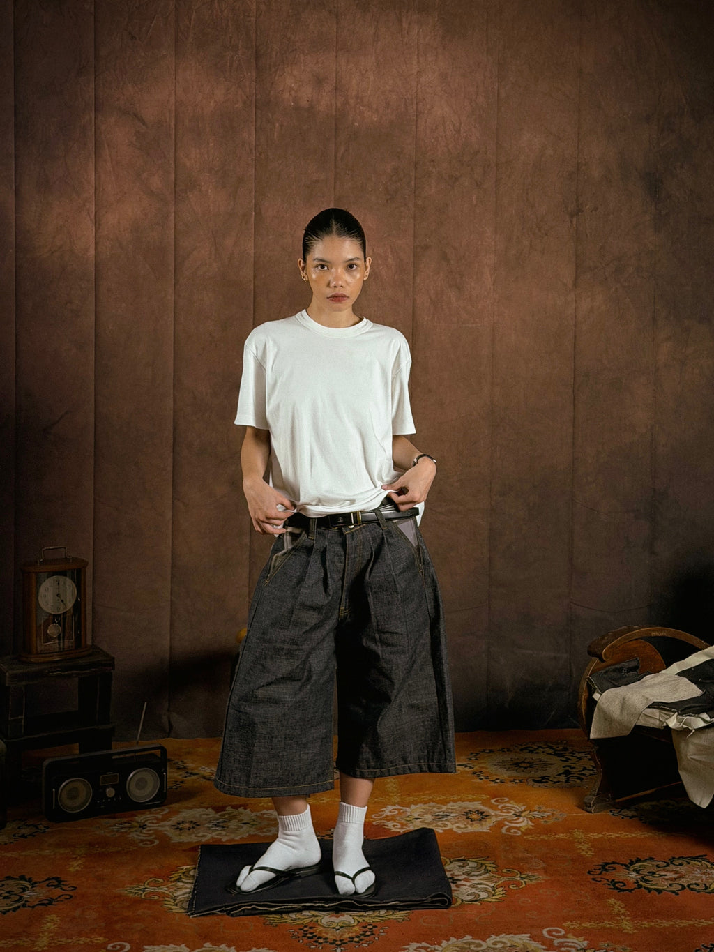 Kaiybang – Rigid Raw Denim Pleated Jorts