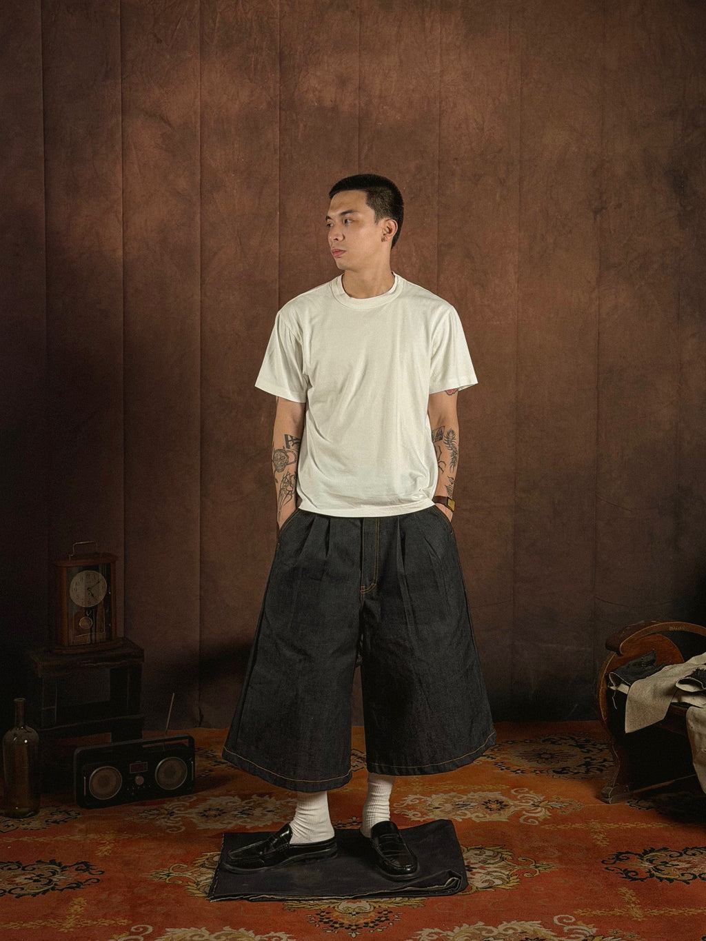 Kaiybang – Raw Denim Pleated Jorts