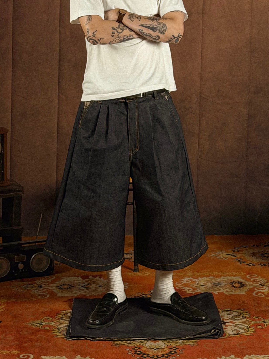 Kaiybang – Raw Denim Pleated Jorts